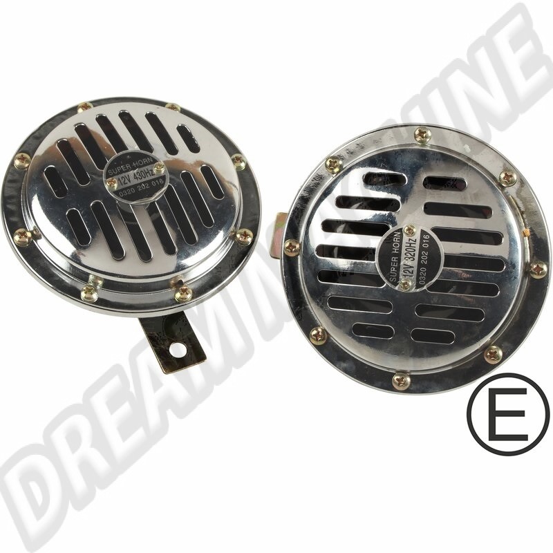 Kit de Klaxons, 12V, 320 Hz, 430 Hz, Design Bosch Ancien, E-mark Chrome, AC951100, AC 951 100.