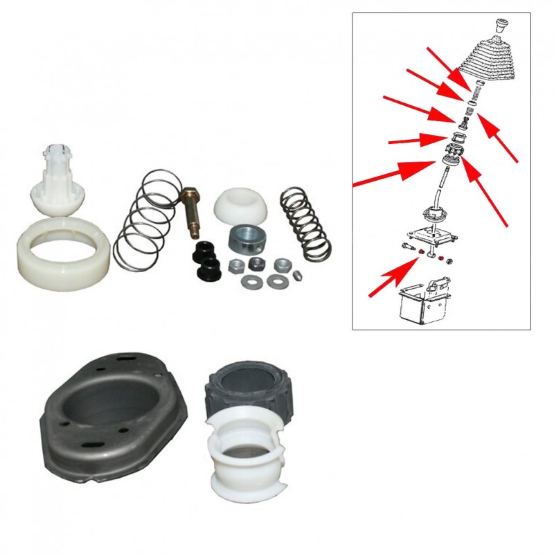 Kit réparation levier de vitesses, VW Transporter T25, tringlerie, jeu excessif, référence 251798116A.