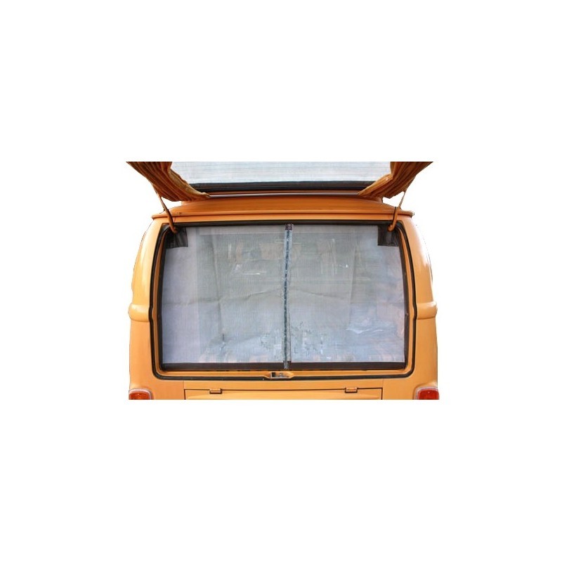 Moustiquaire de hayon arrière avec pourtour marron. avec fermeture éclair centrale. pour Combi Westfalia 8/63-79 DM9905 Sur www.dream-machine.fr