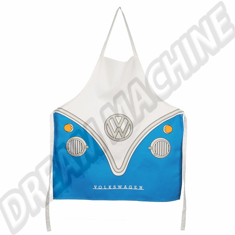 Tablier de cuisine, coton, Volkswagen Van VW T1, bleu, accessoire culinaire, design classique. Code de produit: KITC136.