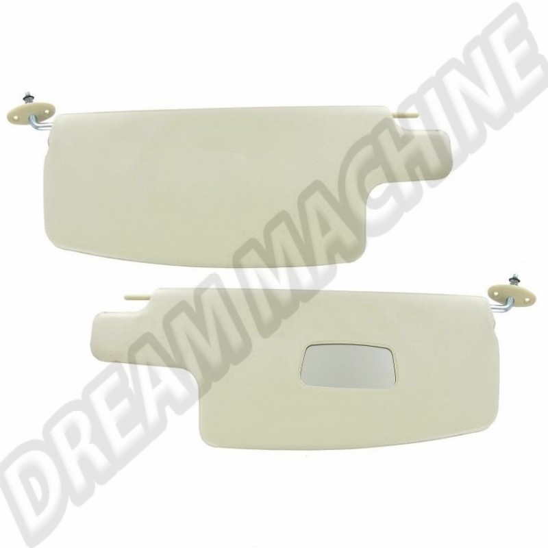 Pare-soleils, Paire, Vinyl, Blanc Cassé, Miroir, Volkswagen, Coccinelle, Berline, Cabriolet, 08/67, 08/72, 211033215, 21 1033 215.