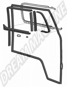 Kit de 6 joints pour porte gauche avec déflecteur pivotant pour VOLKSWAGEN Combi 1968-1979