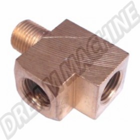 "T" Adaptateur pour Montage 2 Sondes en Laiton, 1 x 1-1/8" NPT Male, 2 x 10mmx1.0 Femelles