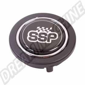 Bouton de Klaxon SSP en Plastique Noir avec Anneau Chromé, pour Volants 6 Boulons, Coccinelle, T25/T3, Karmann Ghia