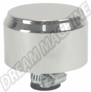 Filtre Reniflard d'Huile Chromé Universel avec Trou Central de 12 mm - Pour Moteur et Boîte de Vitesses