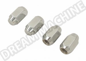 Set de 4 Écrous de Roues Chromés à Appui Conique 60°, Filetage 1/2x20, pour Jantes en Aluminium