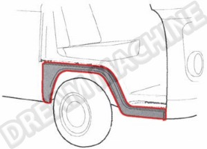 Tôle de réparation du passage de roue avant droit pour Volkswagen Combi 08/71-07/79 (partie extérieure sans renfort)