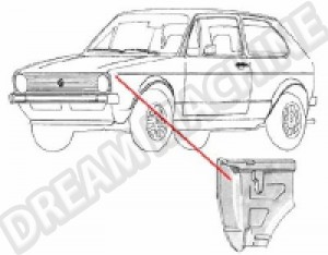 Tôle de réparation de l'aile avant gauche pour Golf Mk1, Caddy et Jetta