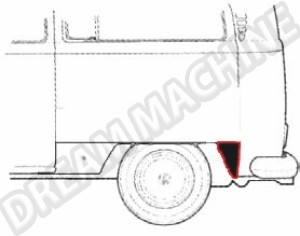 Tole de réparation arches de roue arrière gauche partie arrière, Combi Bus T2, 8.67-7.70