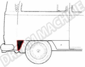 Tole de réparation arches de roue arrière droite partie arrière, Combi Bus T2, 8.67-7.70
