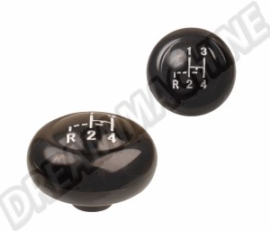 Pommeau de levier de vitesse noir avec grille de 4 vitesses en blanc, Diam 10mm - Réf. 50910BK