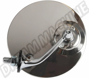 Rétroviseur rond gauche en acier inoxydable style Lucas 4" - Montage aile ou porte