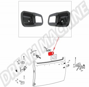Contour de Poignée de Porte Intérieure Noir pour Volkswagen 1964-1979, Réf : 111837239B01C