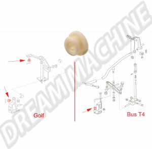Bague palier axe de sélection de vitesse - Bus T4, Golf 1/2, Golf 1 Cabriolet, 2 pièces nécessaires