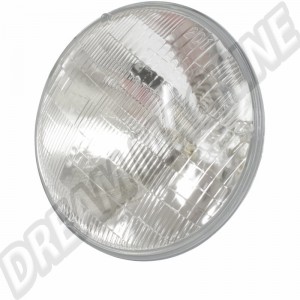 Optique scellée 6V pour phare style US ou phare Buggy avec ampoule intégrée - Insert de phare, 7" rond (178 mm), faisceau principal/feux de croisement, 6V, sans marquage E