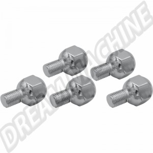Set de 5 Boulons de Roue Chromés à Appui Bombé 12x1.5x15mm, Tête 22mm pour Jantes en Tôle Volkswagen (Coccinelle, Karmann Ghia, Type 3)