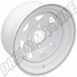 Jante en acier peint blanc 7x15", 4x130, ET -10 pour VW Coccinelle Classique, Baja Bug, Manx Dune Buggy, Sandrail