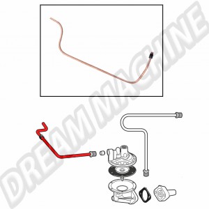 Tuyau d'Essence en Cuivre du Châssis à la Pompe à Essence pour Volkswagen Modèles 25cv, Raccord Banjo de 8mm - Référence 111127521