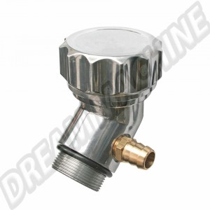 Remplissage d'Huile Coudé en Aluminium Poli DM1845-100 avec Bouchon à Cannelures pour Moteur Type1 12/13/15/1600cc
