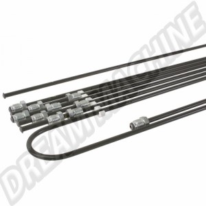 Kit de conduites / tuyau de frein 9 pièces, pour Volkswagen Combi T2 LHD 08/72-->07/79 avec disques avant sans servo 