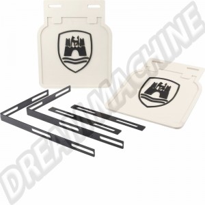Bavettes de Boue Blanc Crème Logo Wolfsburg pour Coccinelle 12/47-07/72