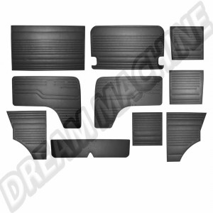 Ensemble de panneaux de porte intérieurs et latéraux - 10 pièces - Noir en vinyle - VW Combi T2 08/70-07/79 