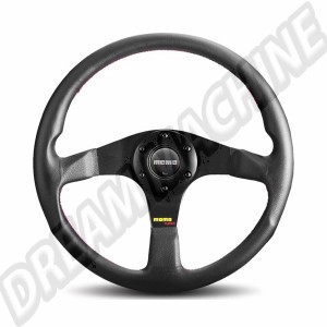 Volant Momo Tuner 350 mm en cuir noir avec centre anthracite