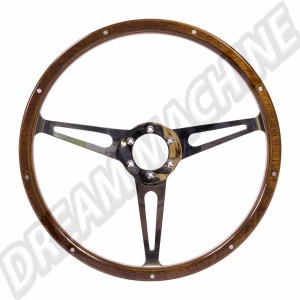 Volant SSP en Acajou 380mm avec Branches Polies AC400110 pour Véhicules Classiques