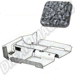 Kit Moquette Gris Anthracite 9 pièces 34-F1322-407 pour Volkswagen Coccinelle Cabriolet 1303 à partir de 08/72 LHD