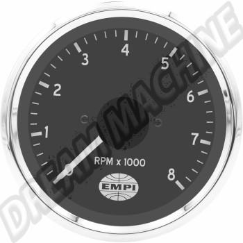 Compte-tours, 0-8000 RPM, Ø80 mm, EMPI GTV rally gauges, toutes années et modèles
