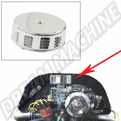 Filtre à air chromé à louvers pour carburateur Solex 00-8674-0 Sur www.dream-machine.fr