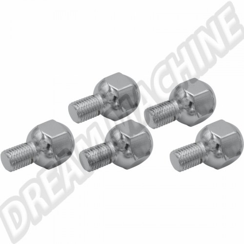 Set de 5 boulons de roue chromés à appui bombé. 12x1.5. tête 22mm. longueur de filetage 16mm 00-9565-0 Sur www.dream-machine.fr