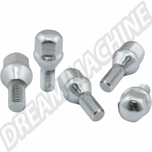 Boulon de roue chromé à appui conique. 12x1.5. tête 17mm. longueur filetage 22mm 37753 Sur www.dream-machine.fr