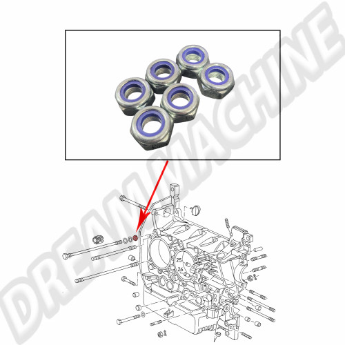 écrou carter moteur M10, Volkswagen Type 4, Porsche 914, 021101131E, 021-101-131-E