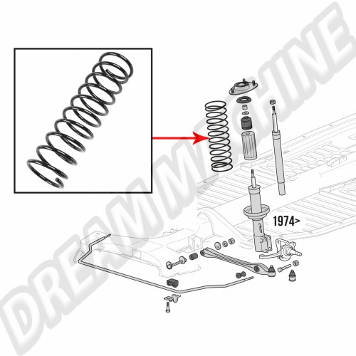Ressort de suspension avant pour Volkswagen Coccinelle 1302 & 1303