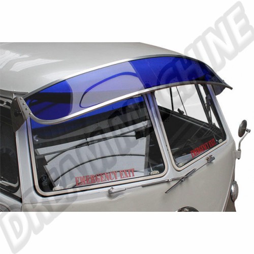 Casquette de Pare-Brise, Volkswagen Combi T1 Split, Plexiglas Bleu, Aluminium, Garnitures Inox, Homologation TÜV, 0486190, 048 619 0