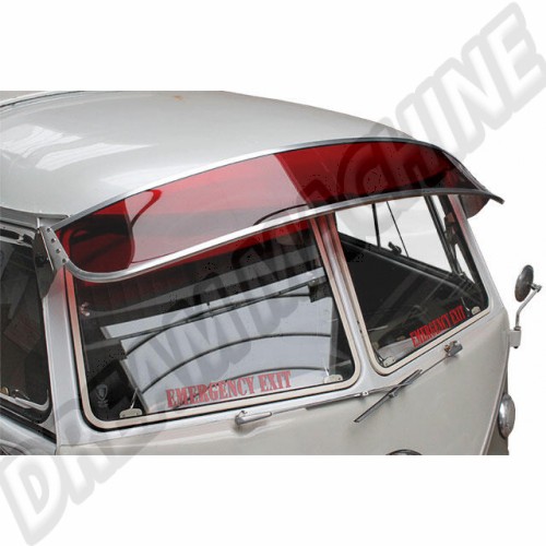 Casquette de Pare-Brise, Volkswagen Combi T1 Split, Plexiglas Rouge, Aluminium, Garnitures Inox, Homologation TÜV, 0486191, 048 619 1