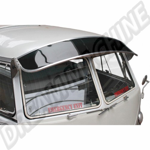 Casquette de Pare-Brise, Volkswagen Combi T1 Split, Plexiglas Fumé, Aluminium, Garnitures Inox, Homologation TÜV, 0486193, 048 619 3