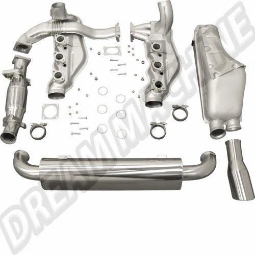 Kit d'échappement avec sortie simple, complet, en acier inoxydable avec boîte d'échappement peinte, avec TÜV - Porsche 964 C2/C4 (88-94)