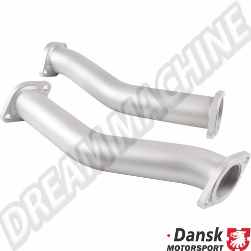 Tubes de raccordement, de l'échangeur de chaleur de course à l'échappement standard, en acier inoxydable pour Porsche 911/930 (2.0, 2.2, 2.3, 2.7), 01/63-11/90. Références : 1620400110, 1 620 400 110, 91021S.