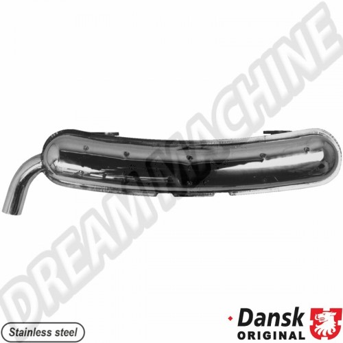 Échappement arrière en acier inoxydable poli avec tuyau de sortie Ø60 mm pour Porsche 911/930. Homologué TÜV/EEC. Référence : 1620607800, 92.210S, 90111101105, 91111102500.