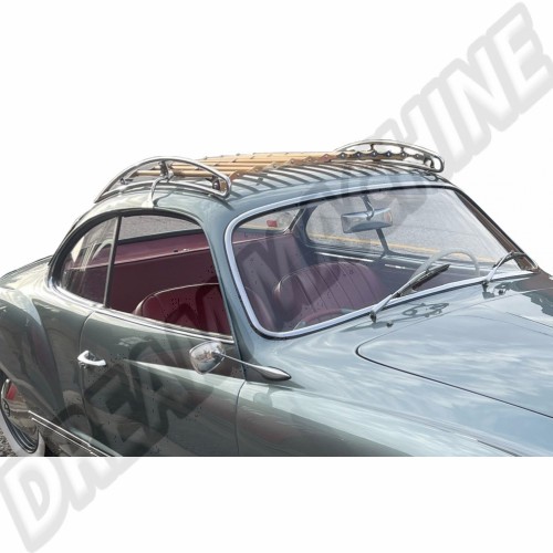 Galerie de toit Vintage Speed inox poli et lattes en bois Karmann Ghia 155-393-01588 Sur www.dream-machine.fr