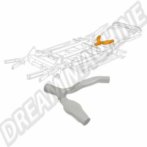 Tube de chauffage pièce en Y. pour 1972-1979 avec tube de diamètre 90mm. ( peut être modifié pour s'adapter sur 68-72 avec 70mm de diamètre) 211255755D Sur www.dream-machine.fr