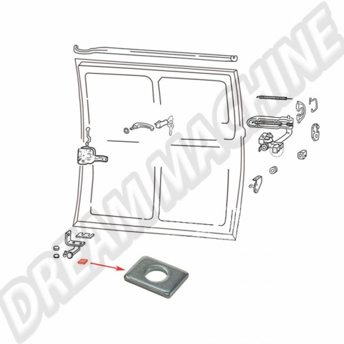 Rondelle rectangulaire de serrure de porte moteur Pick-Up 5/1979-7/1992 211843449 Sur www.dream-machine.fr