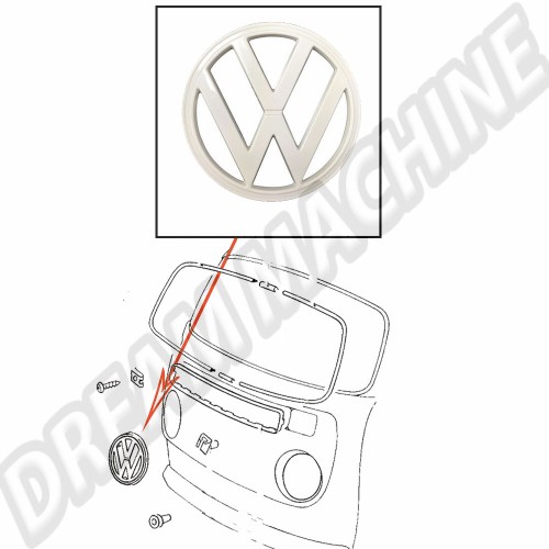 Sigle VW plastique blanc 18cm Combi 73-->79 211853601E90D Sur www.dream-machine.fr