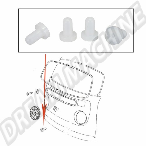 Kit 4 clips de fixation sigle VW avant Combi 68-->72 211853615 Sur www.dream-machine.fr