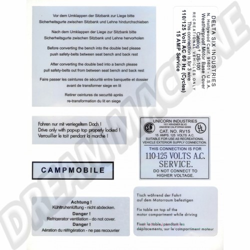Kit de 14 autocollants Combi 68-->79 2119996879 Sur www.dream-machine.fr