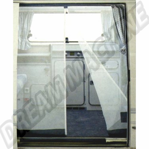 Moustiquaire contour marron pour porte coulissante avec ouverture centrale zippée T25 253070410B Sur www.dream-machine.fr