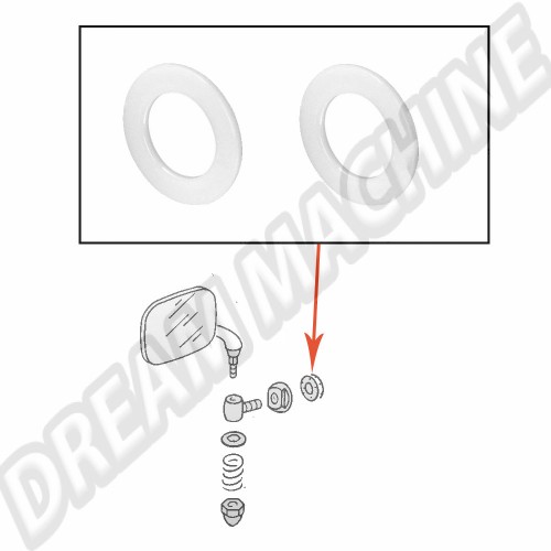 Rétroviseur Gauche avec bras chromé et support de miroir en inox poli. large jonc plastique gris de sertissage  comme d'origine 8/1967-7/1979 211857513Finox Sur www.dream-machine.fr