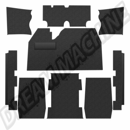 Kit moquette noir 7 pièces berline 8/59---->>7/68 3073T Sur www.dream-machine.fr